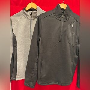 Pair of Spyder Pullover Medium-Size Quarter-Zip Sweaters in Black & Gray